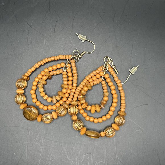 Paparazzi Jewelry Earrings Orange Dangle Drop Stacking Beads Hook Backing - Picture 4 of 8